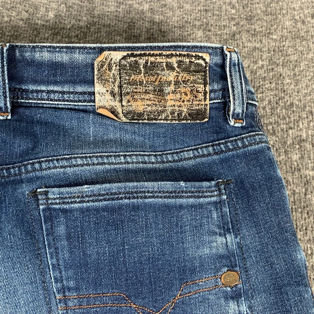 Diesel Sleenker Jeans Men 33x30 Slim Skinny Frayed Distressing Rocker Biker